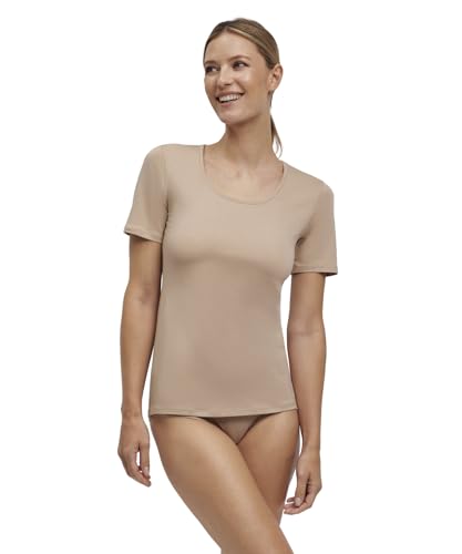 FALKE Damen Unterwäsche Daily Comfort Multipack Round Neck W S/s Ts Baumwolle atmungsaktiv 2 Stück, Braun Camel 4220, M von FALKE