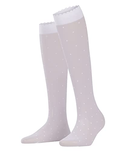 FALKE Damen Kniestrümpfe Dot 15 DEN W Kh transparent gemustert 1 Paar, Weiß White 2209, 35-38 von FALKE