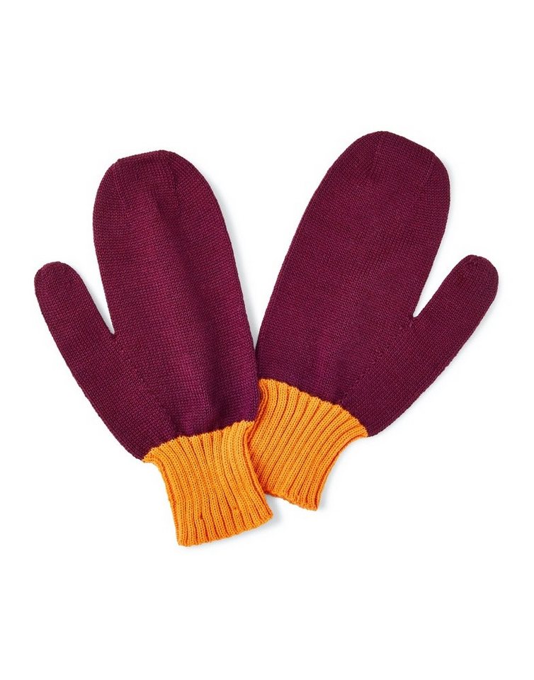 FALKE Fäustlinge Winterhandschuhe - warm und soft dunkelrot/gelb Damen/Herren 1 Paar von FALKE