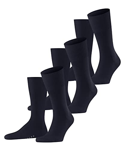 FALKE Herren Socken Airport 3-Pack M SO Wolle Baumwolle einfarbig 3 Paar, Blau (Dark Navy 6370), 43-44 von FALKE