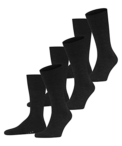 FALKE Herren Socken Airport 3-Pack M SO Wolle Baumwolle einfarbig 3 Paar, Grau (Anthracite Melange 3080), 39-40 von FALKE