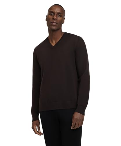 FALKE Herren Pullover Basic Lambswool V-Neck M Pu Wolle elegant klassisch für Business und Freizeit mit V-Ausschnitt 1 Stück, Braun Dark Brown 5230, XL von FALKE