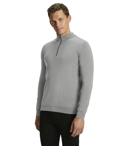 FALKE Herren Pullover Basic New Merino Halfzip M Pu Wolle weich elegant klassisch für Business und Freizeit 1 Stück, Grau Light Grey 3400, L von FALKE