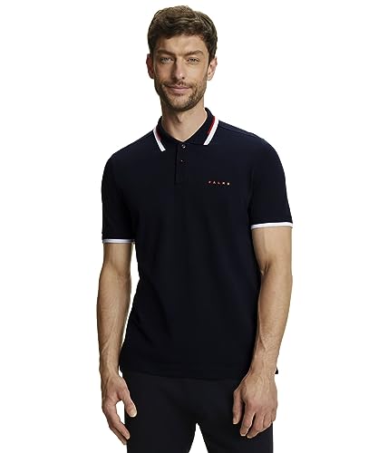FALKE Herren Polohemd Basic Polo Shirt Colour Edge M Pl Baumwolle weich hautfreundlich bequem sehr leicht 1 Stück, Blau Space Blue 6116, M von FALKE