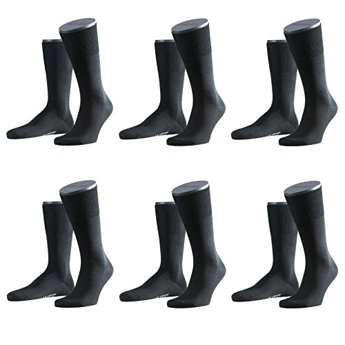 FALKE Herren Business Socken 6 PAAR Airport City, Kurzstrumpf Uni Schwarz, 45-46 (10-11 UK) von FALKE