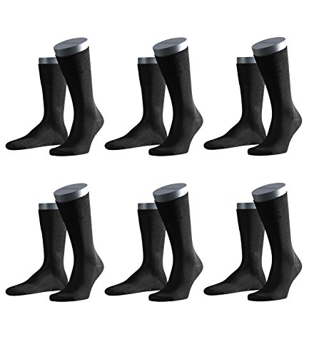 FALKE Herren Business-Socken Tiago 14662 6 Paar, Farbe:Schwarz;Sockengröße:45-46;Artikel:-3000 black von FALKE