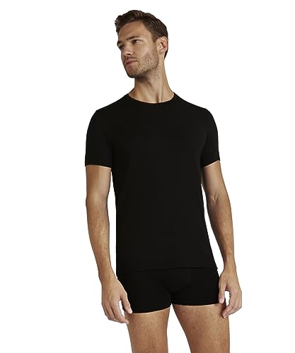 FALKE Herren Unterwäsche Daily ClimaWool Crew Neck M S/s Ts Wolle Lyocell schnelltrocknend 1 Stück, Schwarz Black 3000, M von FALKE