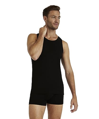 FALKE Herren Unterwäsche Daily ClimaWool Singlet M S/l Sh Wolle Lyocell schnelltrocknend 1 Stück, Schwarz Black 3000, L von FALKE
