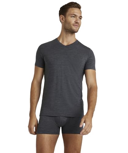 FALKE Herren Unterwäsche Daily ClimaWool V Neck M S/s Ts Wolle Lyocell schnelltrocknend 1 Stück, Grau Dark Grey Heather 3278, XXL von FALKE