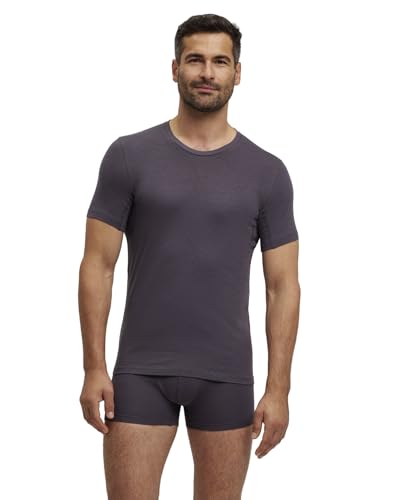 FALKE Herren Unterwäsche Daily Climate Control Outlast® Round Neck M S/s Ts Baumwolle schnelltrocknend 1 Stück, Grau Carbon 3596, L von FALKE