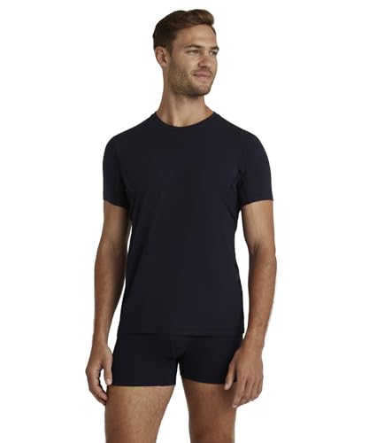 FALKE Herren Unterwäsche Daily Climate Control Outlast® Round Neck M S/s Ts Baumwolle schnelltrocknend 1 Stück, Grau Midnight 6366, L von FALKE