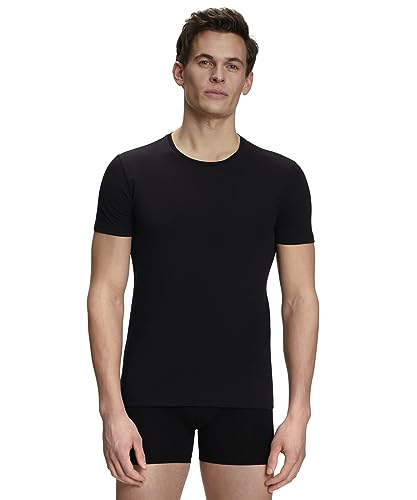 FALKE Herren Unterwäsche Daily Comfort Multipack Round Neck M S/s Ts Baumwolle atmungsaktiv 2 Stück, Schwarz Black 3000, L von FALKE
