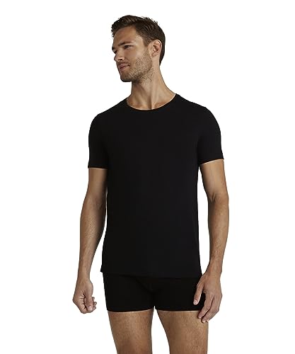 FALKE Herren Unterwäsche Daily Natural Crew Neck M S/s Ts Baumwolle atmungsaktiv 1 Stück, Schwarz Black 3000, L von FALKE