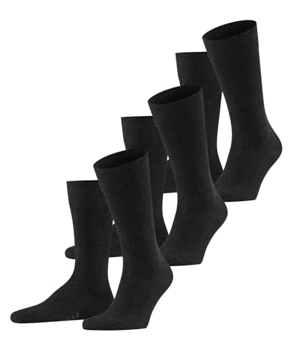 FALKE Herren Socken Family Multipack M So nachhaltige Baumwolle einfarbig 3 Paar, Grau Anthracite Melange 3080, 43-46 von FALKE