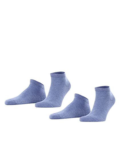 FALKE Herren Sneakersocken Happy Double Pack M Sn Baumwolle kurz einfarbig 2 Paar, Blau Light Denim 6660, 43-46 von FALKE
