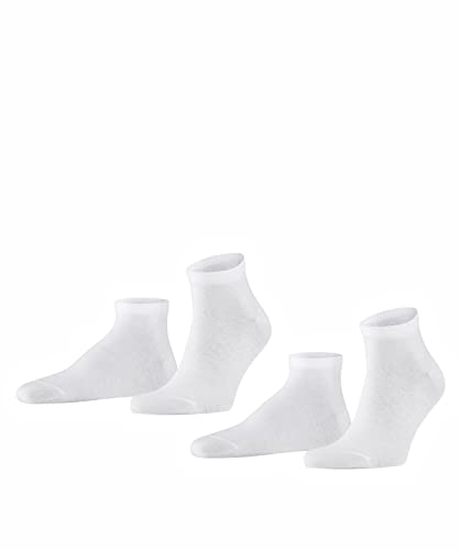 FALKE Herren Sneakersocken Happy Double Pack M Sn Baumwolle kurz einfarbig 2 Paar, Weiß White 2000, 47-50 von FALKE