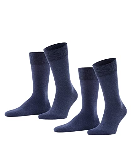 FALKE Herren Socken Happy 2-Pack M SO Baumwolle einfarbig 2 Paar, Blau (Navy Melange 6127), 47-50 von FALKE