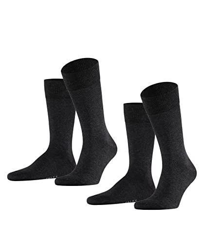 FALKE Herren Socken Happy Double Pack M So Baumwolle einfarbig 2 Paar, Grau Anthracite Melange 3080, 39-42 von FALKE