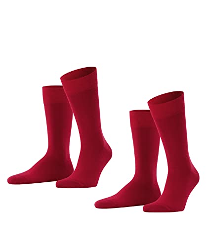 FALKE Herren Socken Happy 2-Pack M SO Baumwolle einfarbig 2 Paar, Rot (Scarlet 8228), 43-46 von FALKE