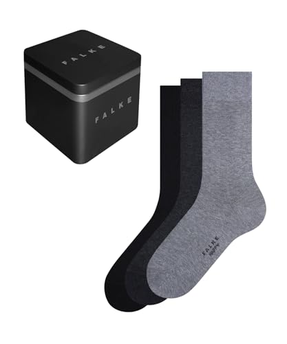 FALKE Herren Socken Happy Box Uni Multipack M So Baumwolle einfarbig 3 Paar, Mehrfarbig Black Grey Mix 0010, 39-42 von FALKE