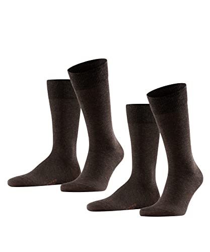 FALKE Herren Socken Happy 2-Pack M SO Baumwolle einfarbig 2 Paar, Braun (Dark Brown 5450), 43-46 von FALKE