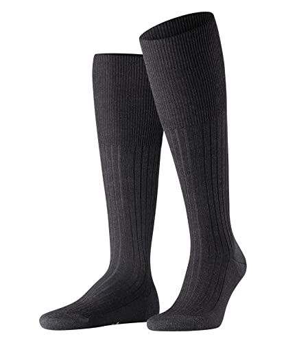 FALKE Herren Kniestrümpfe Bristol Pure M KH Wolle lang einfarbig 1 Paar, Grau (Anthracite Melange 3080), 45-46 von FALKE