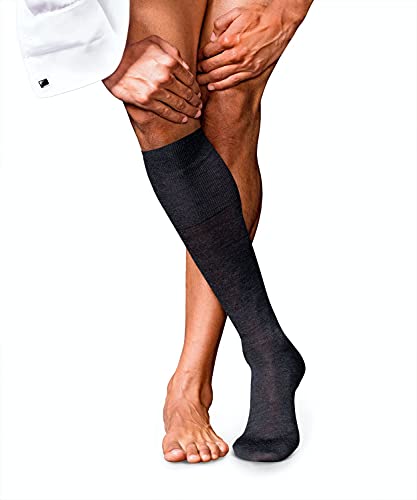 FALKE Herren Kniestrümpfe No. 6 M Kh Wolle Seide lang einfarbig 1 Paar, Grau Anthracite Melange 3080, 45-46 von FALKE