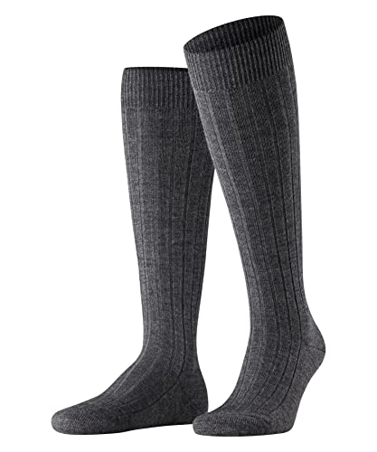 FALKE Herren Kniestrümpfe Teppich Im Schuh M KH Wolle lang einfarbig 1 Paar, Grau (Dark Grey 3070), 41-42 von FALKE