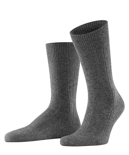 FALKE Herren Socken Lhasa Rib M So Wolle Kaschmir einfarbig 1 Paar, Grau Light Grey Melange 3390, 39-42 von FALKE