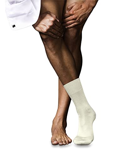 FALKE Herren Socken No. 6 M So Wolle Seide einfarbig 1 Paar, Weiß Wool White 2060, 39-40 von FALKE
