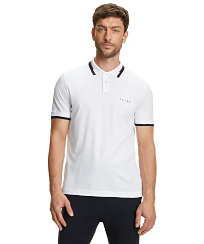 FALKE Herren Polohemd Basic Polo Shirt Colour Edge M PL Baumwolle weich hautfreundlich 1 Stück, Weiß (White 2000), S von FALKE