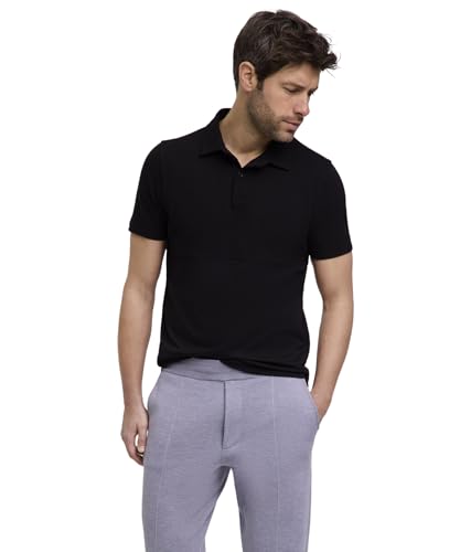 FALKE Herren Polohemd Basic Apparel Patched M Pl Baumwolle weich hautfreundlich bequem sehr leicht 1 Stück, Schwarz Black 3000, XL von FALKE