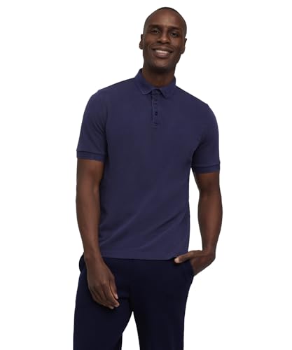 FALKE Herren Polohemd Basic Pima Jersey GMT Dye Polo M S/s Sh Baumwolle weich hautfreundlich bequem sehr leicht 1 Stück, Blau Space Blue 6116, L von FALKE
