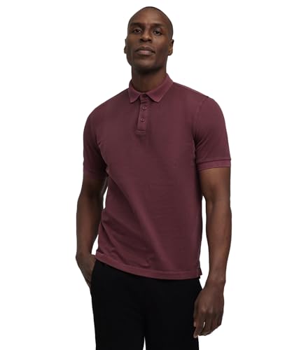 FALKE Herren Polohemd Basic Pima Jersey GMT Dye Polo M S/s Sh Baumwolle weich hautfreundlich bequem sehr leicht 1 Stück, Rot Merlot 8117, M von FALKE