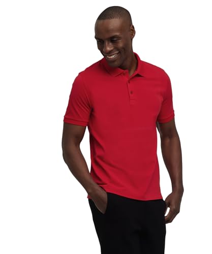 FALKE Herren Polohemd Basic Polo Shirt Piqué M Pl Baumwolle weich hautfreundlich bequem sehr leicht 1 Stück, Rot Scarlet 8070, L von FALKE