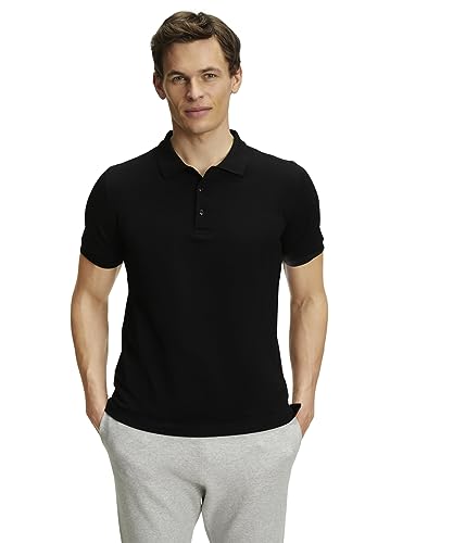 FALKE Herren Polohemd Basic Polo Shirt Piqué M Pl Baumwolle weich hautfreundlich bequem sehr leicht 1 Stück, Schwarz Black 3000, L von FALKE