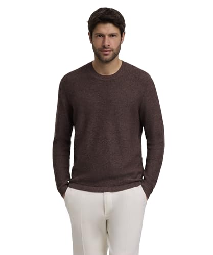 FALKE Herren Pullover Basic Apparel Structured Crew Neck M Pu Baumwolle elegant klassisch Business Freizeit mit Rundhalsausschnitt 1 Stück, Braun Dark Brown 5235, L von FALKE