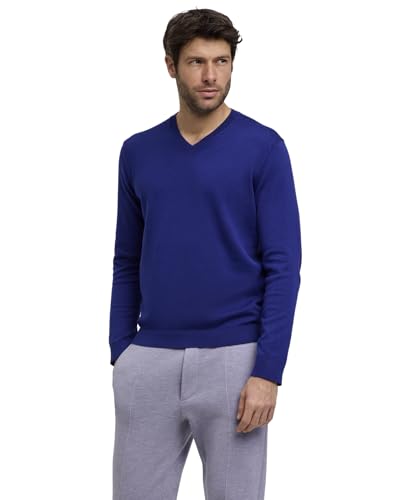 FALKE Herren Pullover Basic Apparel V-Neck M Pu Baumwolle elegant klassisch für Business und Freizeit mit V-Ausschnitt 1 Stück, Blau Royal Blue 6051, M von FALKE