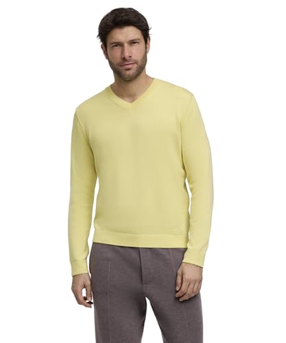 FALKE Herren Pullover Basic Apparel V-Neck M Pu Baumwolle elegant klassisch für Business und Freizeit mit V-Ausschnitt 1 Stück, Gelb Hay 1105, L von FALKE