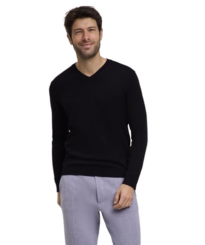 FALKE Herren Pullover Basic Apparel V-Neck M Pu Baumwolle elegant klassisch für Business und Freizeit mit V-Ausschnitt 1 Stück, Schwarz Black 3000, L von FALKE