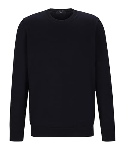FALKE Herren Pullover Basic Cotton Crew Neck M Pu Baumwolle elegant klassisch Business Freizeit mit Rundhalsausschnitt 1 Stück, Schwarz Black 3000, L von FALKE