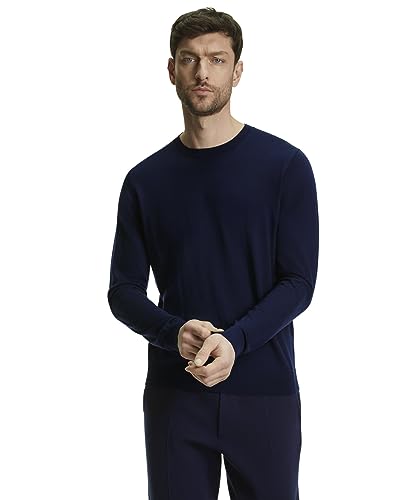 FALKE Herren Pullover Basic Crew Neck Wool M PU Wolle weich hautfreundlich 1 Stück, Blau (Space Blue 6116), XXL von FALKE