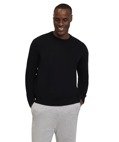 FALKE Herren Pullover Basic Lambswool Crew M Pu Wolle elegant klassisch Business Freizeit mit Rundhalsausschnitt 1 Stück, Schwarz Black 3000, L von FALKE