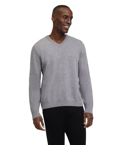 FALKE Herren Pullover Basic Lambswool V-Neck M Pu Wolle elegant klassisch für Business und Freizeit mit V-Ausschnitt 1 Stück, Grau Grey-Heather 3757, S von FALKE
