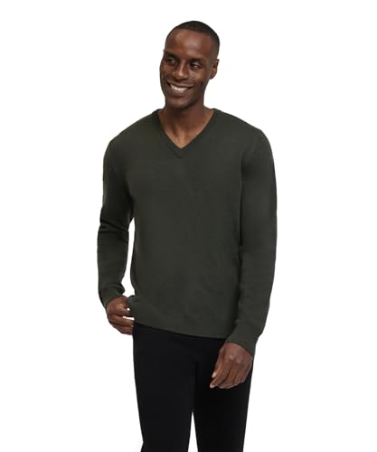 FALKE Herren Pullover Basic Lambswool V-Neck M Pu Wolle elegant klassisch für Business und Freizeit mit V-Ausschnitt 1 Stück, Grün Loden 7900, S von FALKE