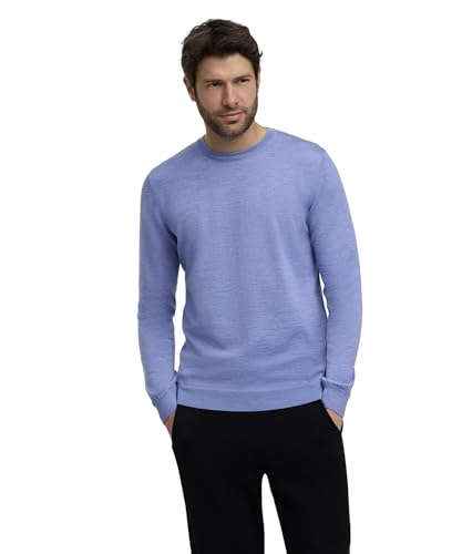 FALKE Herren Pullover Basic New Merino Crew Neck M Pu Wolle elegant klassisch Business Freizeit mit Rundhalsausschnitt 1 Stück, Blau Azur Melange 6857, S von FALKE