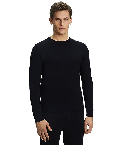 FALKE Herren Pullover Basic New Merino Crew Neck M Pu Wolle elegant klassisch Business Freizeit mit Rundhalsausschnitt 1 Stück, Blau Night Sky 6437, XL von FALKE