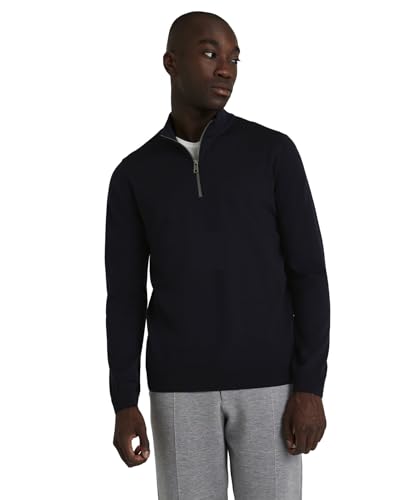 FALKE Herren Pullover Basic New Merino Halfzip M PU Wolle weich hautfreundlich 1 Stück, Blau (Night Sky 6437), 4XL von FALKE