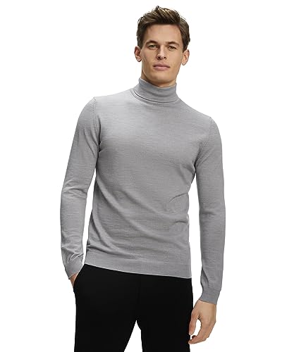 FALKE Herren Pullover Basic Roll Neck M Pu Wolle elegant klassisch für Business und Freizeit mit Rollkragen 1 Stück, Grau Light Grey 3400, XXL von FALKE
