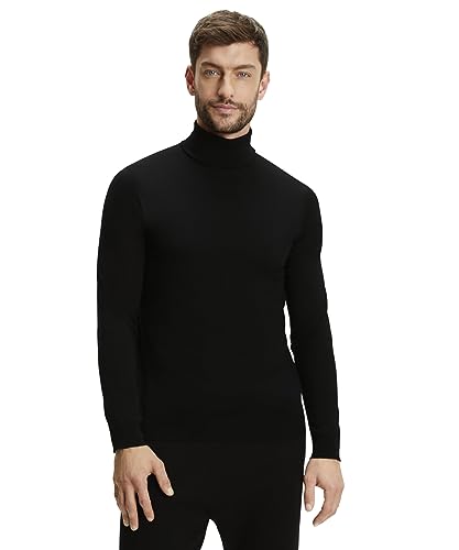 FALKE Herren Pullover Basic Roll Neck Rollkragen M Pu Wolle elegant klassisch für Business und Freizeit mit Rollkragen 1 Stück, Schwarz Black 3000, XL von FALKE